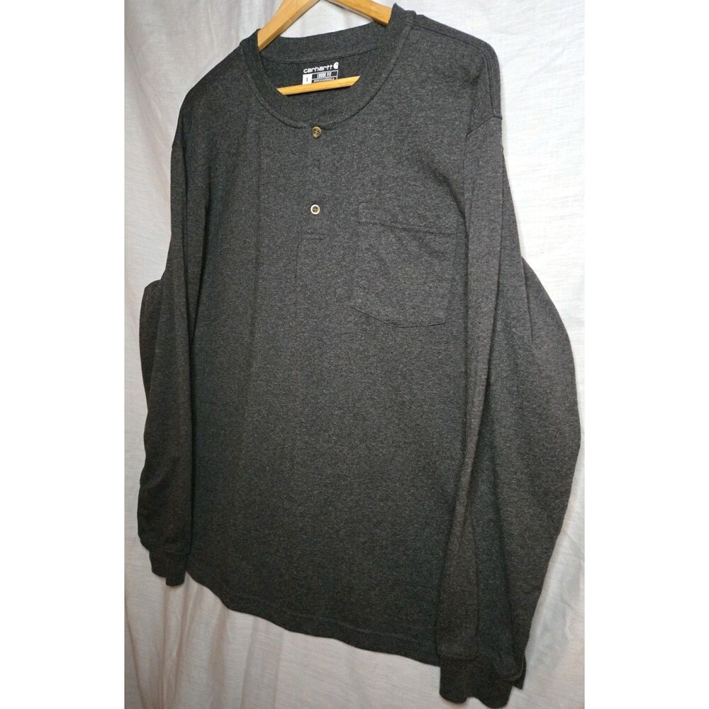 Carhartt Loose Fit K128, Sz Large Heavyweight Long-Sleeve Pocket Henley Gray - Picture 3 of 9